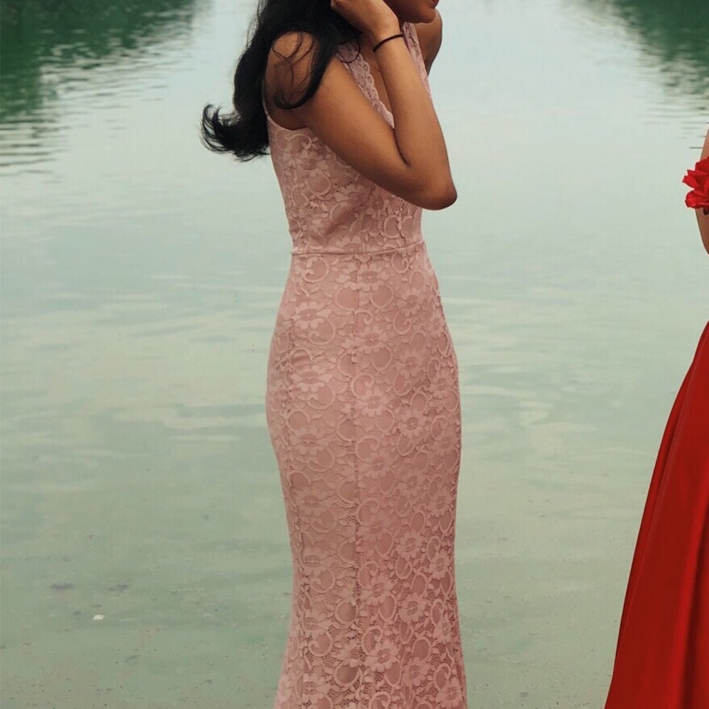 Pink Lace Prom Dress